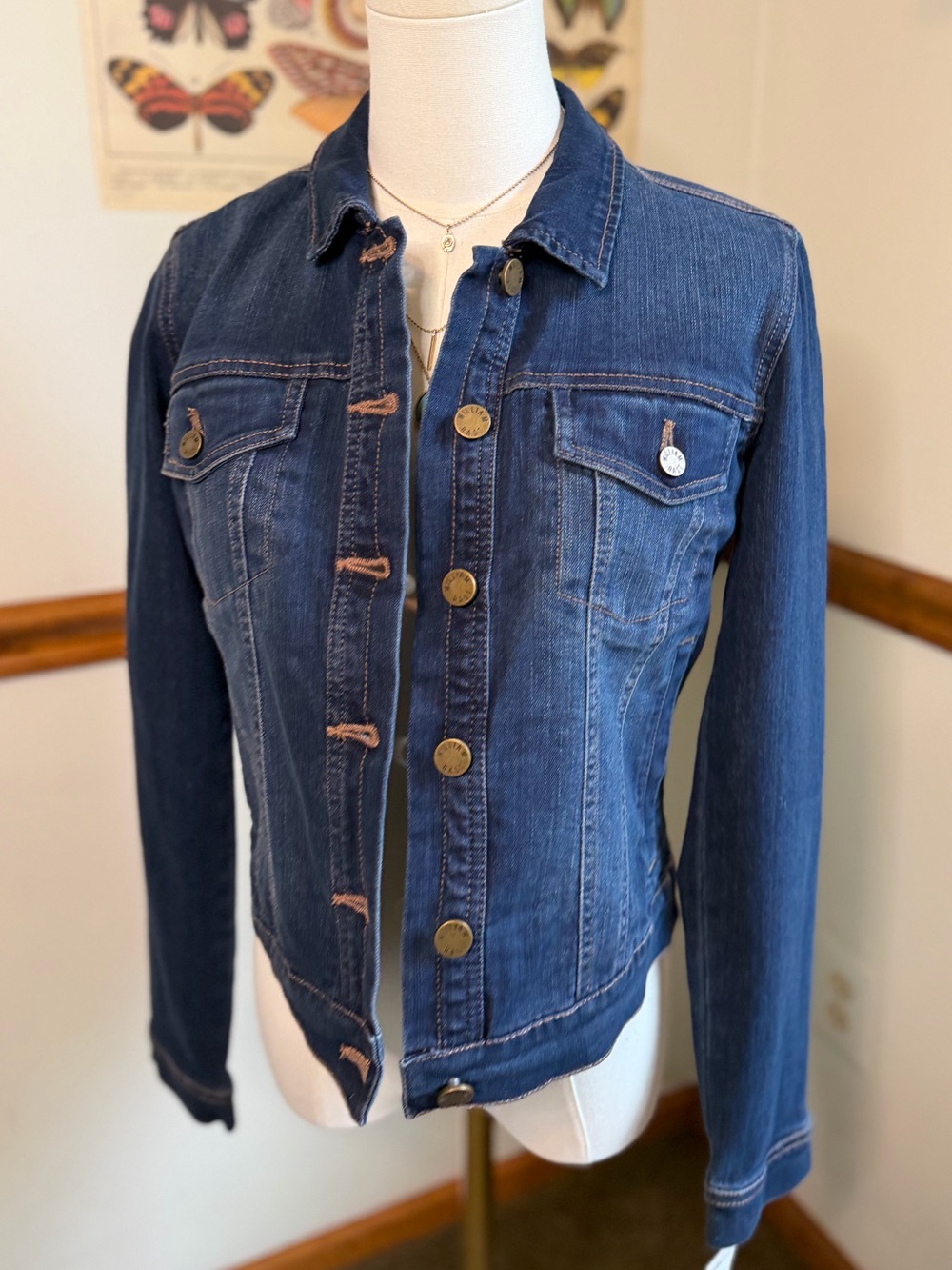 William Rast Dark Blue Denim Jacket with Button Front - New -Small